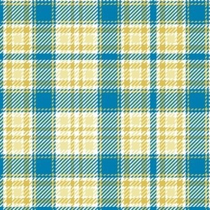 Railroads and Fields Plaid in Blues Yellows and White