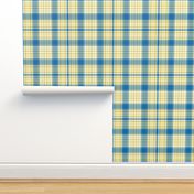 Railroads and Fields Plaid in Blues Yellows and White 2