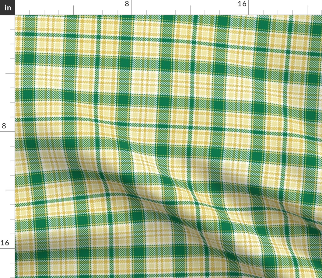 Railroads and Fields Plaid in Green and Yellows
