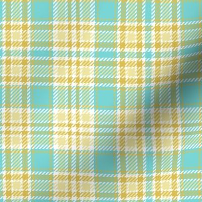 Railroads and Fields Plaid in Baby Turquoise and Yellows