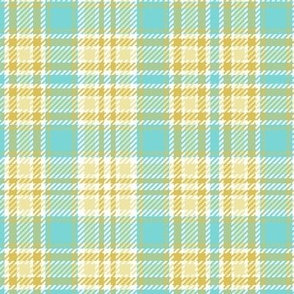 Railroads and Fields Plaid in Baby Turquoise and Yellows