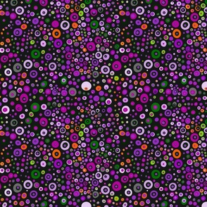 Dots - Purple, Neon Green, Fuschia, Gray, Emerald Green and Orange Eyes Polka Dots