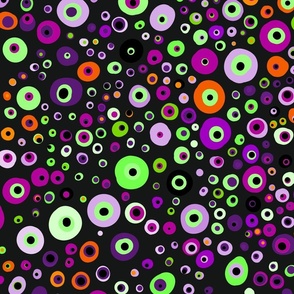 Dots - Purple, Neon Green, Fuschia and Orange Eyes Polka Dots