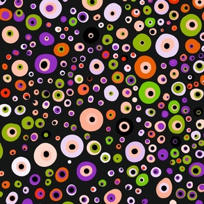 Dots - Purple, Pea Green, Peach and Orange Eyes Polka Dots