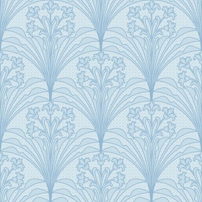 Art Deco Floral Blue White