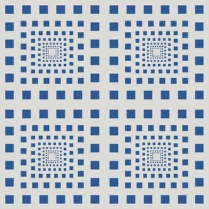 Receding Squares in blue and off-white.