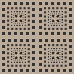 Receding Squares in charcoal and beige.
