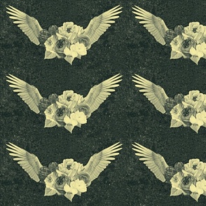 Winged Faded Roses :: 11 x 6" Patches 
