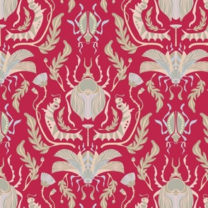 Beetle Damask in Viva Magenta