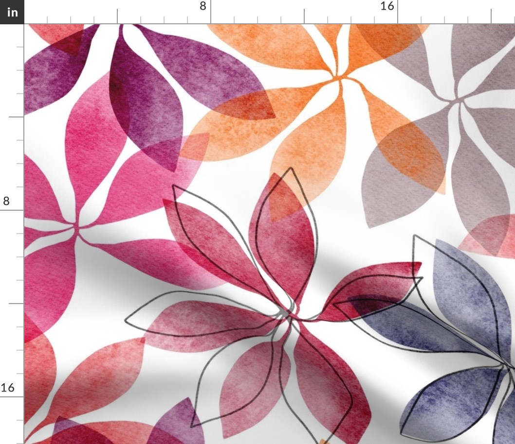 abstract botanical - viva magenta lilium leaves - equilibrium - botanical wallpaper