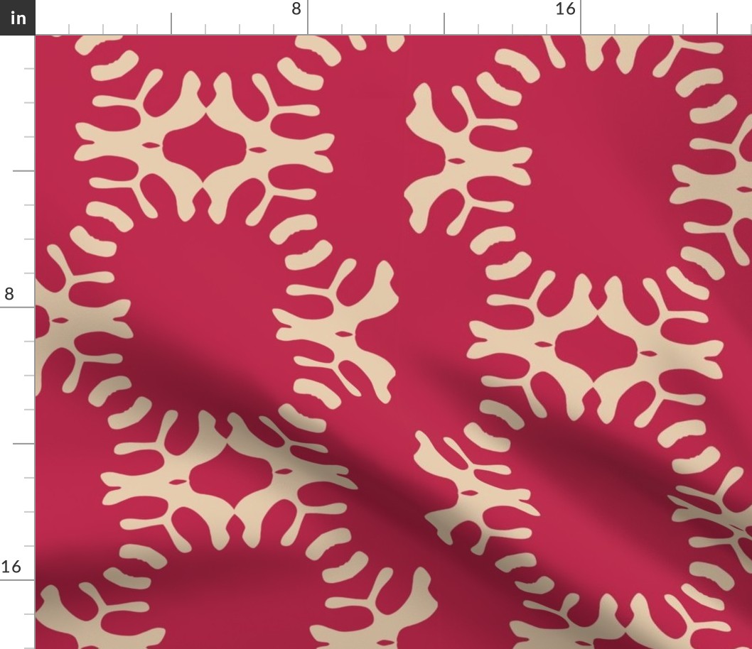 LARGE ABSTRACT CORAL - MAGENTA AND LIGHT TAN