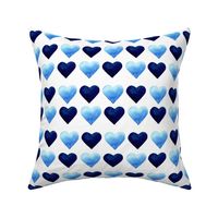 Watercolor Blue and Navy Heart on White Large