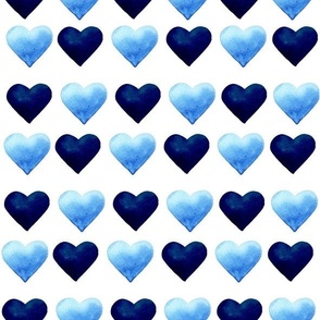 Watercolor Blue and Navy Heart on White Large