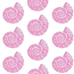 nautilus shell in hot pink and white  - fabric 6" repeat