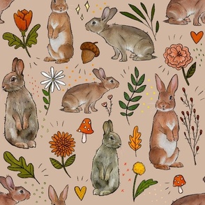 Medium - Rabbits in the Garden - Year of the Rabbit