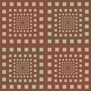 Receding Squares in retro pink, green and brown.