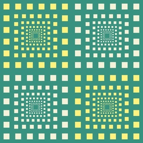 Receding Squares in yellow, off-white and green.