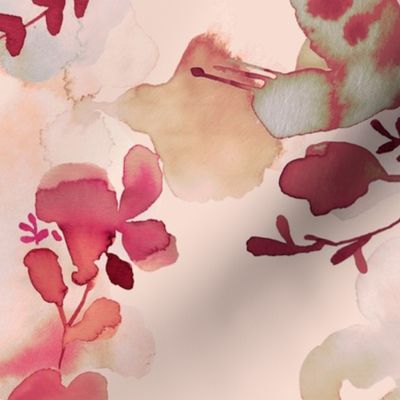 Nursery pastel floral watercolor - Baby girl soft botanical - Pastel pink Rose Quartz - Jumbo Large