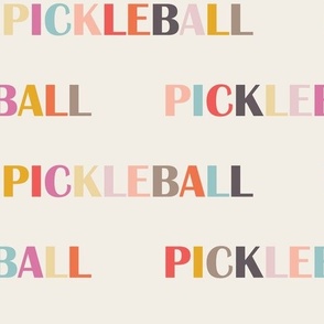 Pickleball! Colorful Text on Solid Off White Background v1