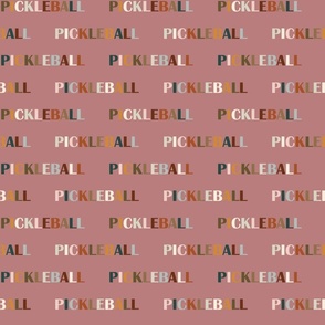 Pickleball - Colorful Text Pattern on Muted Red Background v4