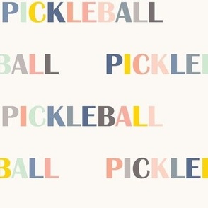 Pickleball! Colorful Text on Solid Off White Background v2