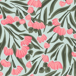 Growing flower branches - pink, green and mint // big scale
