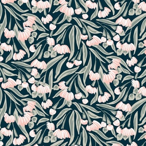 Growing flower branches - blush pink, sage green and black // medium scale