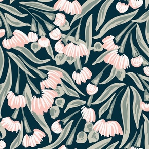 Growing flower branches - blush pink, sage green and black // big scale
