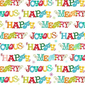 Happy Merry Joyous Whimsical Holiday Words - XL