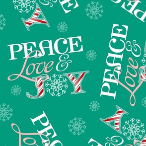 Peace Love and Joy Scattered on Green - XL