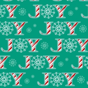 Joy Snowflakes on Green - XL