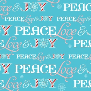 Peace Love and Joy Typography on Blue - XL