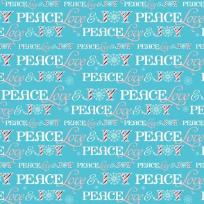 Peace Love and Joy Typography on Blue - Large