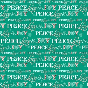 Peace Love and Joy Typography on Green - Large