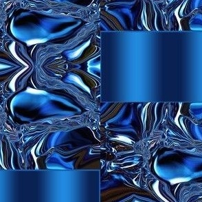 Blue and White Metal Waves 8