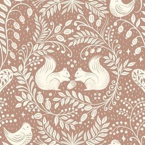 VIVA Folk | squirrels, birds, berries, botanicals | nude, pastel, calm neutral