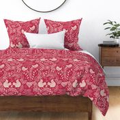 MEDIUM VIVA Folk | squirrels, birds, berries, botanicals | viva magenta 2023 and pale dogwood