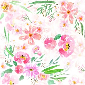 pink flowers watercolor pattern 