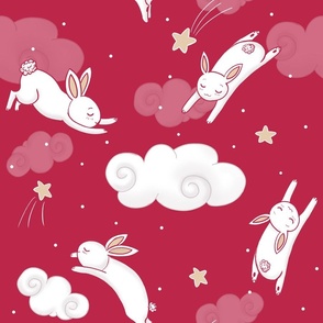 Leaping Bunnies magenta large