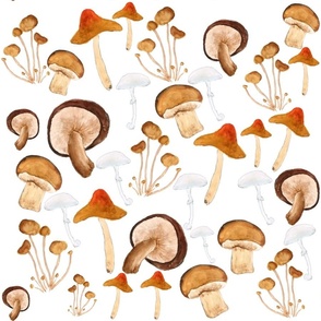 mushroom pattern watercolor painting 