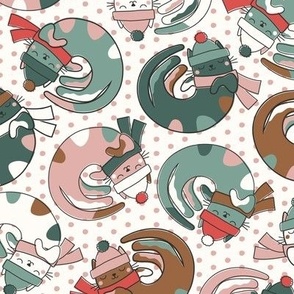 Christmas Cats // PINK GREEN // MEDIUM SCALE