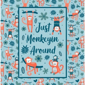 14x18 Panel Just Monkeyin' Around Funny Monkeys for Garden Flag Wall Hanging Lovey