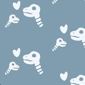Mommy and me - Cute Brontosaurus Skeletons in baby blue