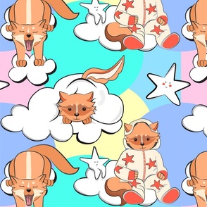 Cute Fox Bright and Cheery Peel and Stick Wallpaper in Rainbow (small)