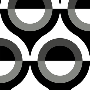 Optimism and Pessimism Mid-Century Geometric Pattern - Black and White Large Scale