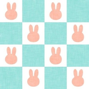 (2" scale) Bunny Checks - Easter - peach/blue - LAD22