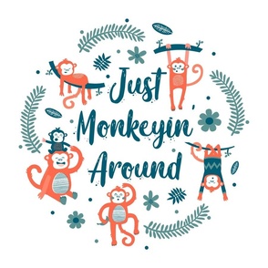 18x18 Panel Just Monkeyin' Around Funny Monkeys for DIY Throw Pillow Cushion Cover or Lovey