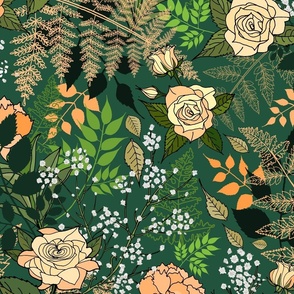 Emerald Green and Peachy Orange Garden (large scale) 