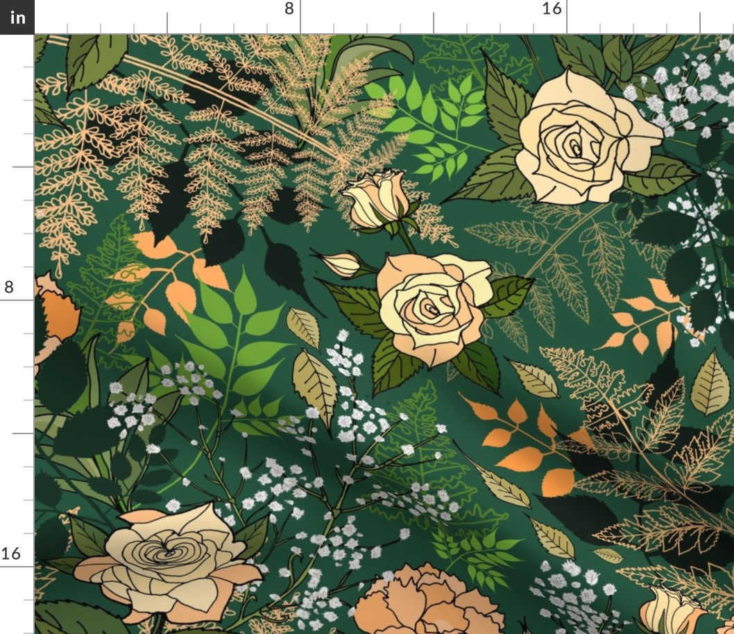 Emerald Green and Peachy Orange Garden (large scale) 