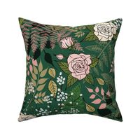Emerald Green and Blush Pink and Rose Gold Garden (large scale) 